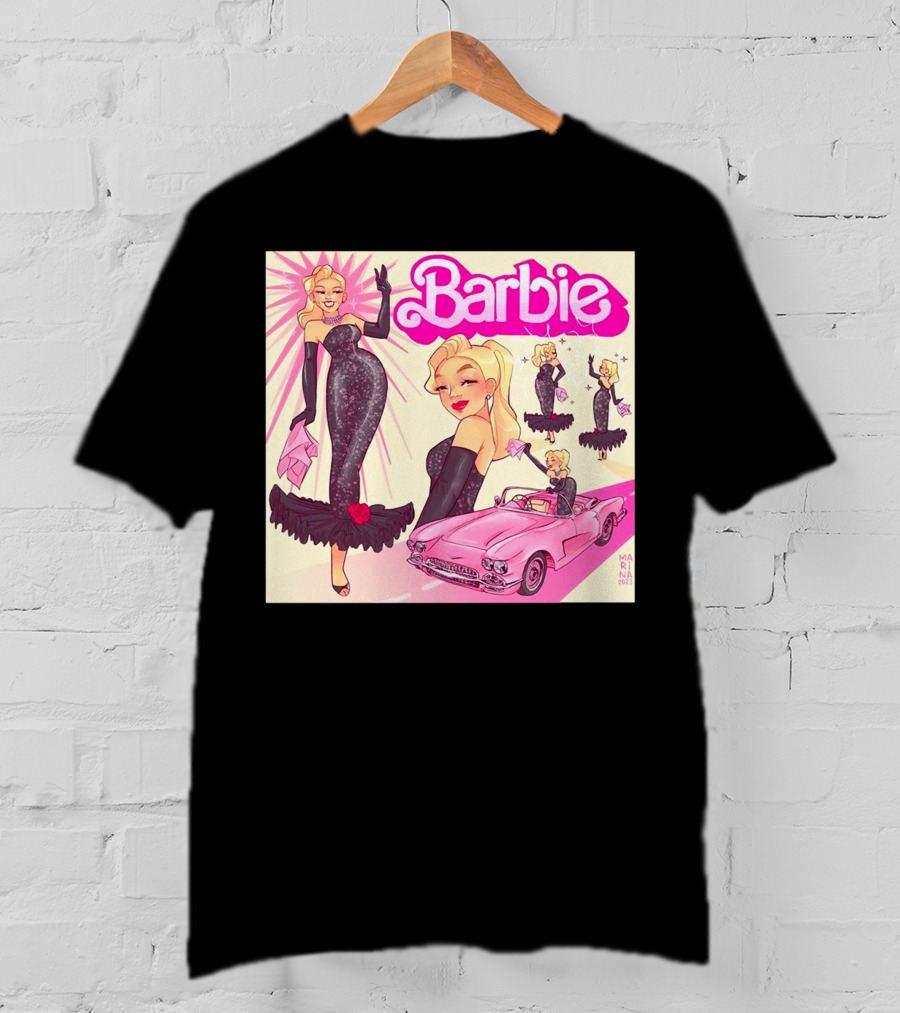 Barbie Glamorous Star With Pink Cadillac And Sparkling Dress T-Shirt