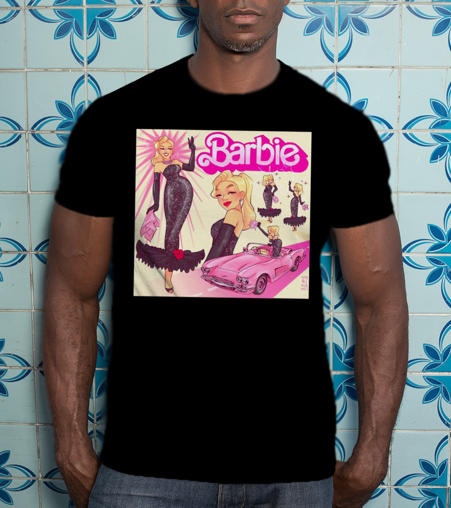 Barbie Glamorous Star With Pink Cadillac And Sparkling Dress T-Shirt