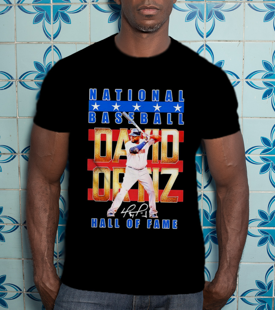 David Ortiz National Baseball Hall Of Fame Signature National Baseball Stars T-Shirt