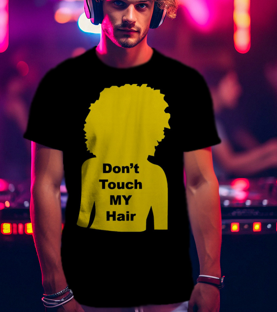 Don’t Touch My Hair Yellow Silhouette Afro Outline T-Shirt
