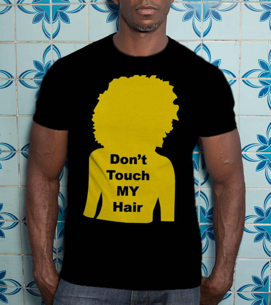 Don’t Touch My Hair Yellow Silhouette Afro Outline T-Shirt