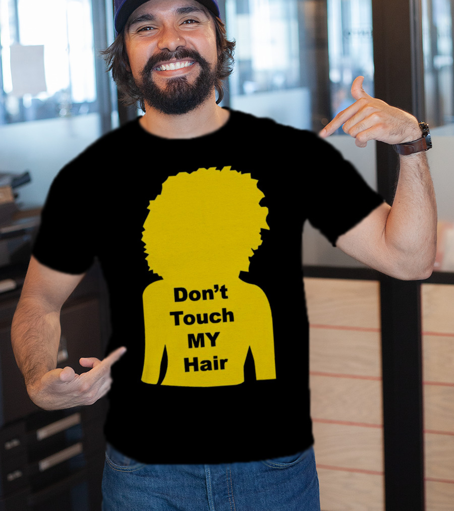 Don’t Touch My Hair Yellow Silhouette Afro Outline T-Shirt
