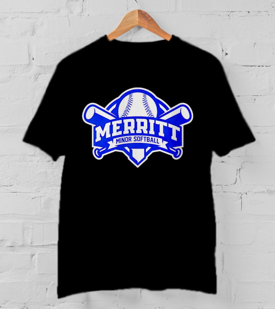 Merritt Minor Softball Baseball Crossed Bats Emblem T-Shirt