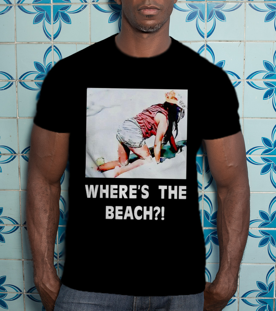 WHERE'S THE BEACH? Woman In Sand Picture T-Shirt