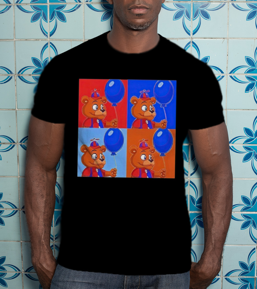 Balloon Freddy Pop Art Style Multicolor Collage T-Shirt