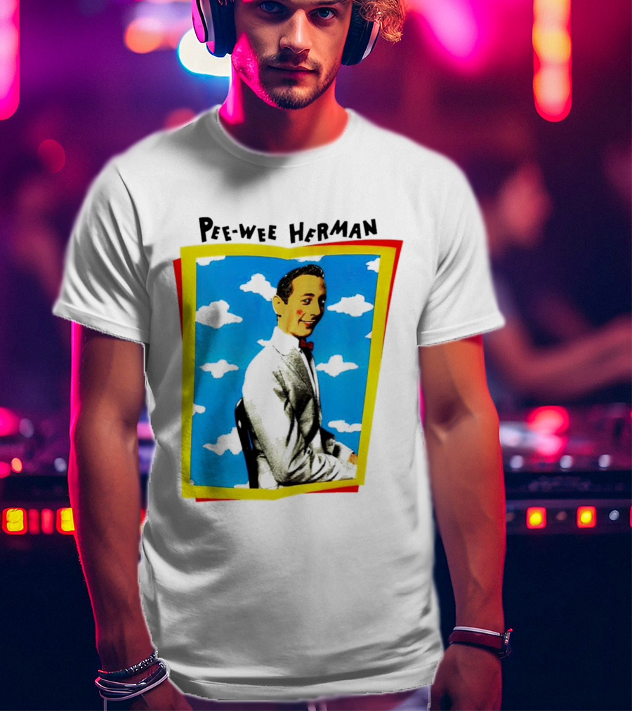 Pee-Wee Herman Paul Reubens Retro Pop Art Style Bright Blue Background T-Shirt