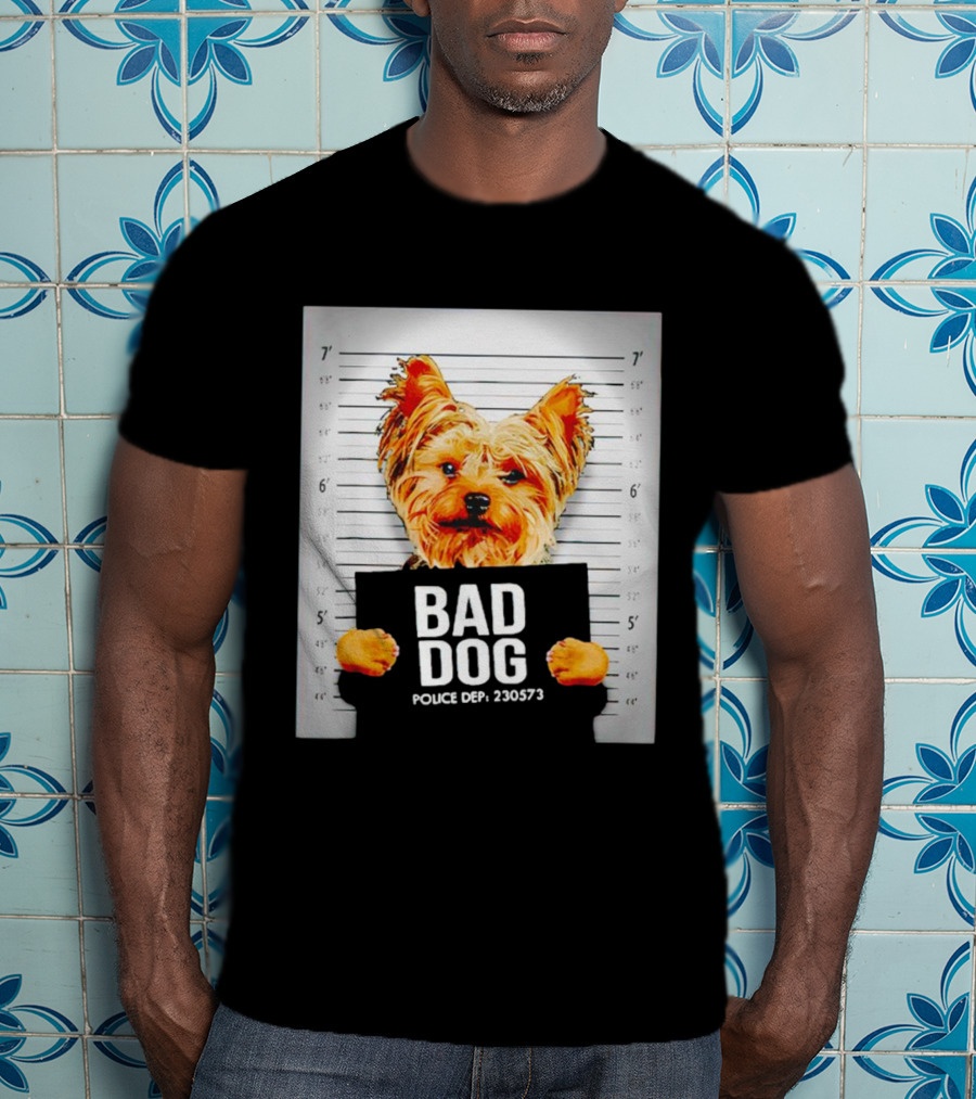 Bad Dog Yorkie Mugshot Police Dept 230573 T-Shirt