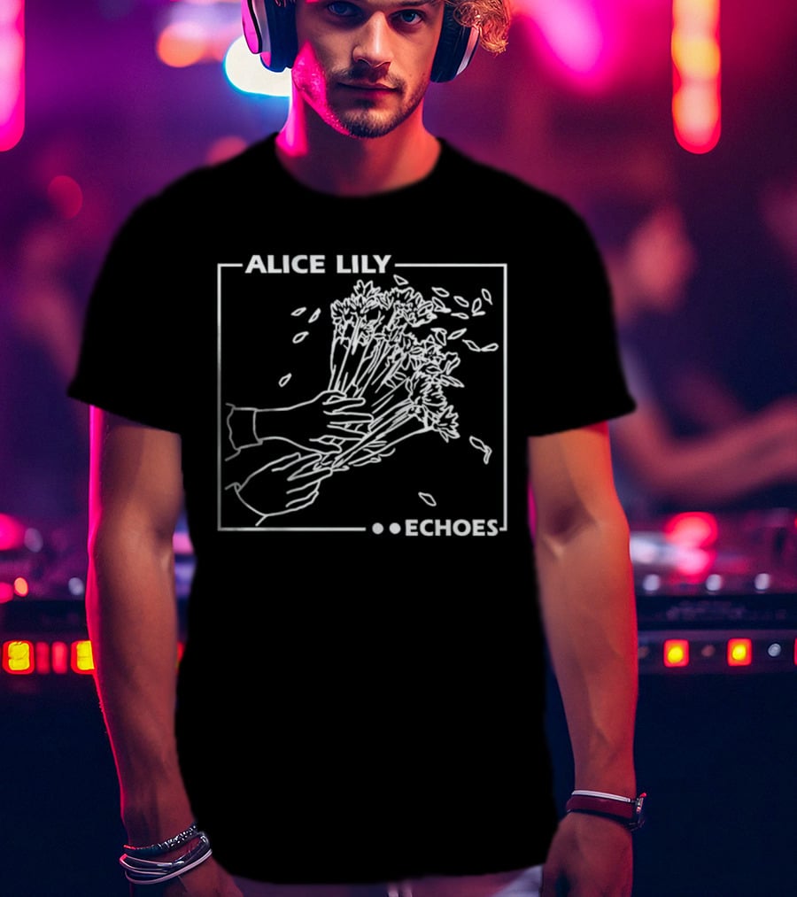 ALICE LILY ECHOES Floral Line Art Hands Petals T-Shirt