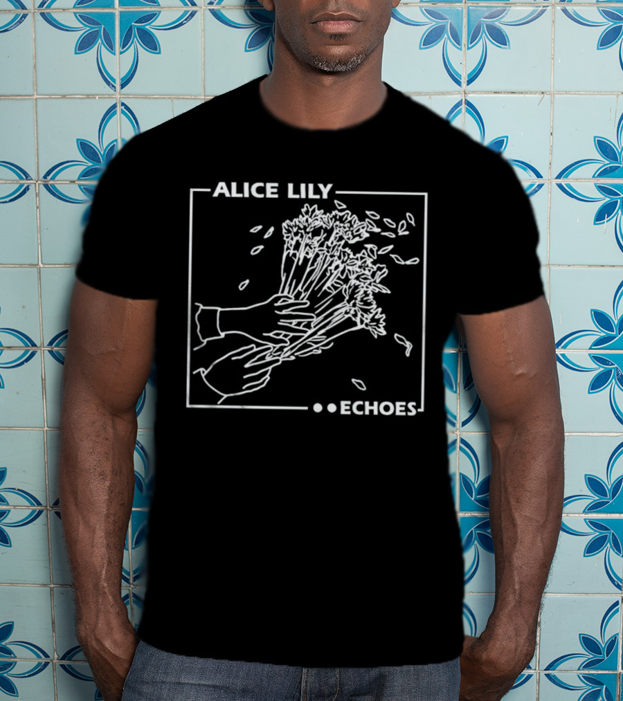 ALICE LILY ECHOES Floral Line Art Hands Petals T-Shirt
