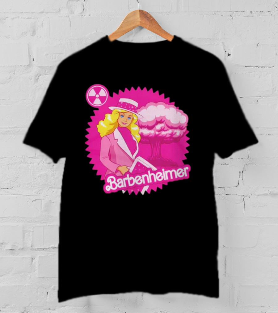 Barbenheimer Pink Explosion Icon With Radioactive T-Shirt