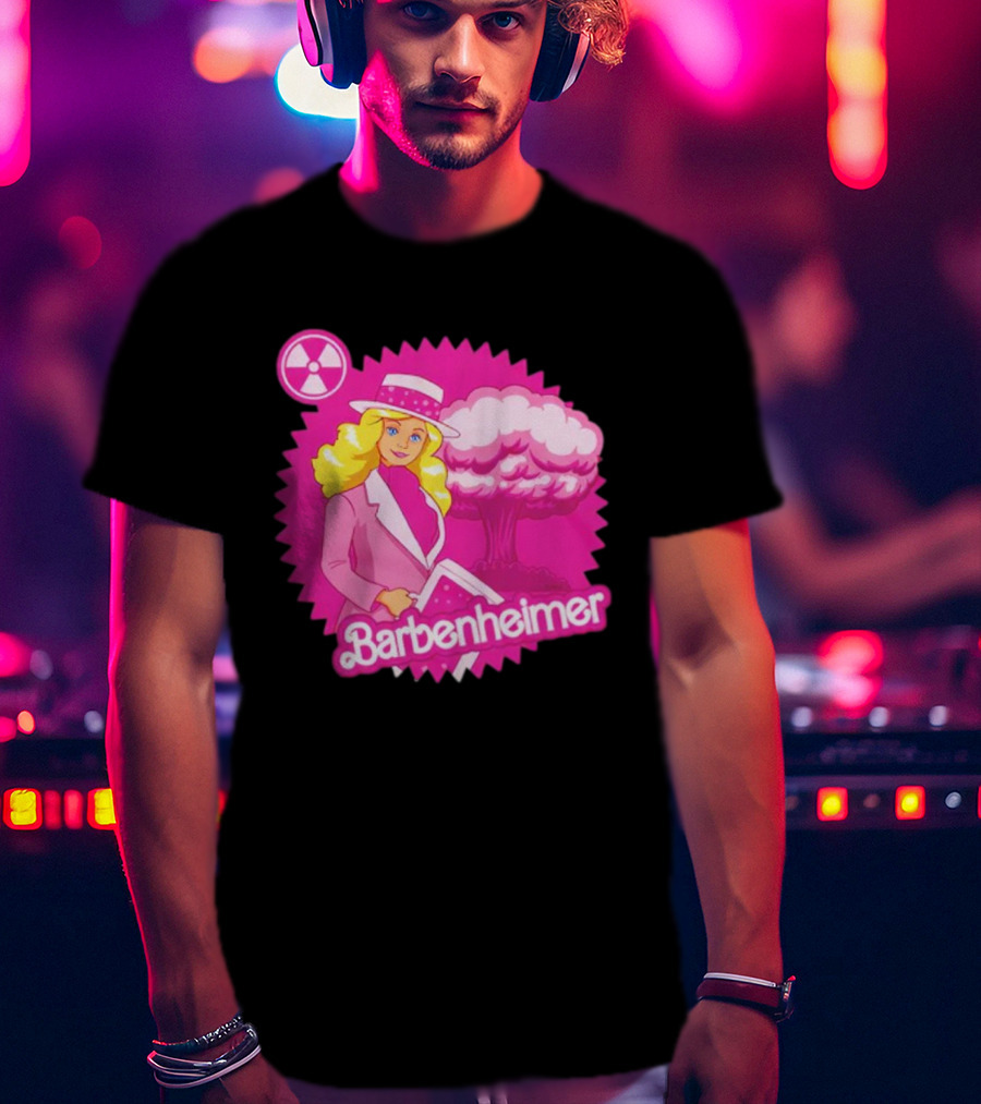 Barbenheimer Pink Explosion Icon With Radioactive T-Shirt