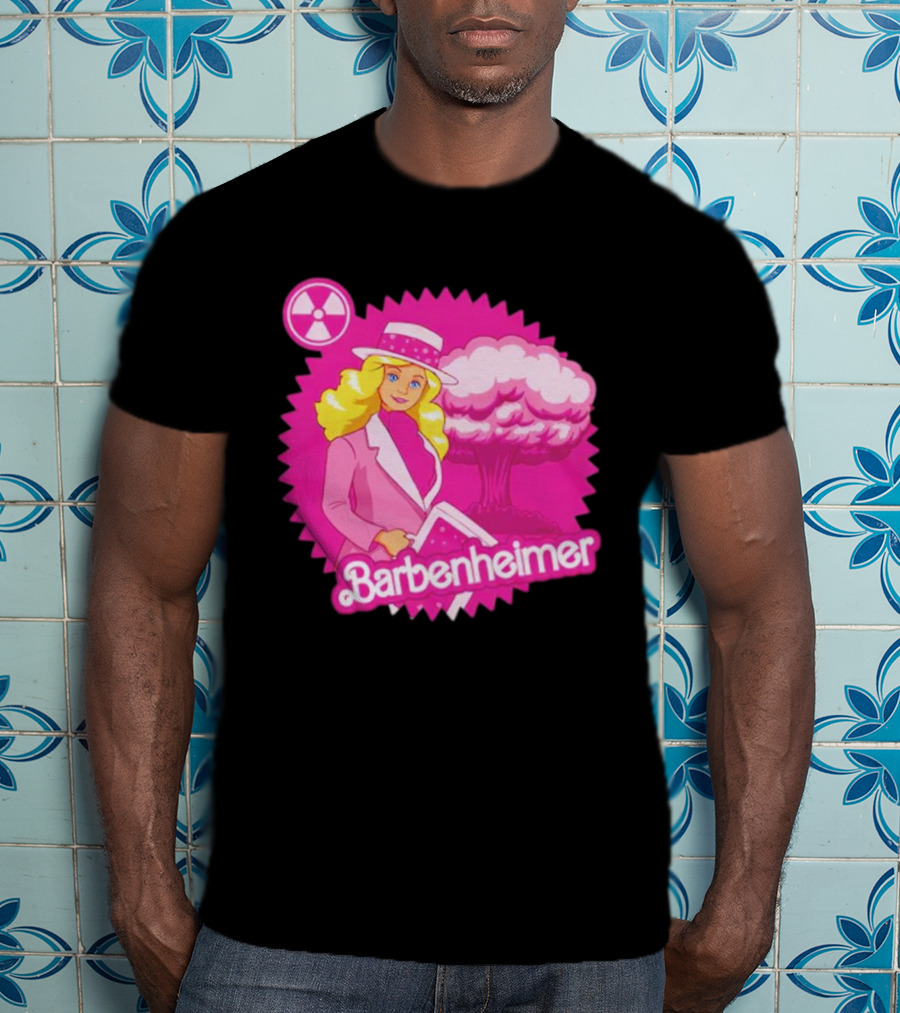 Barbenheimer Pink Explosion Icon With Radioactive T-Shirt