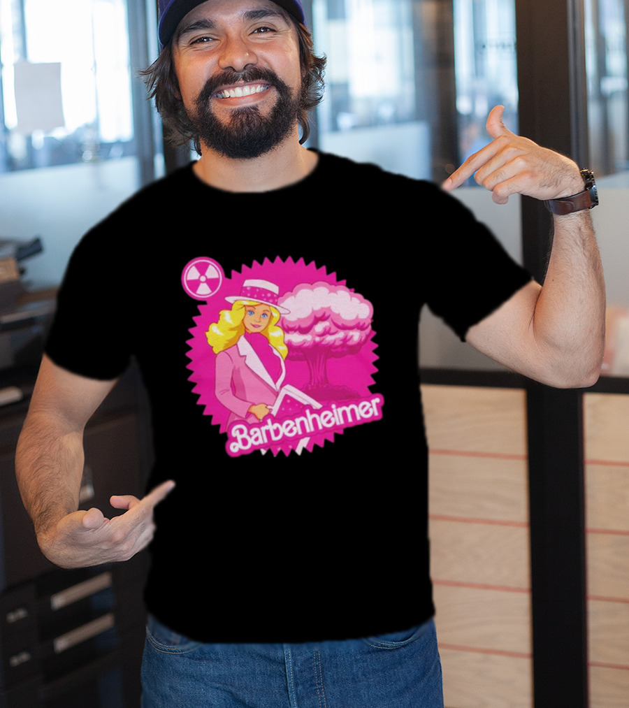Barbenheimer Pink Explosion Icon With Radioactive T-Shirt
