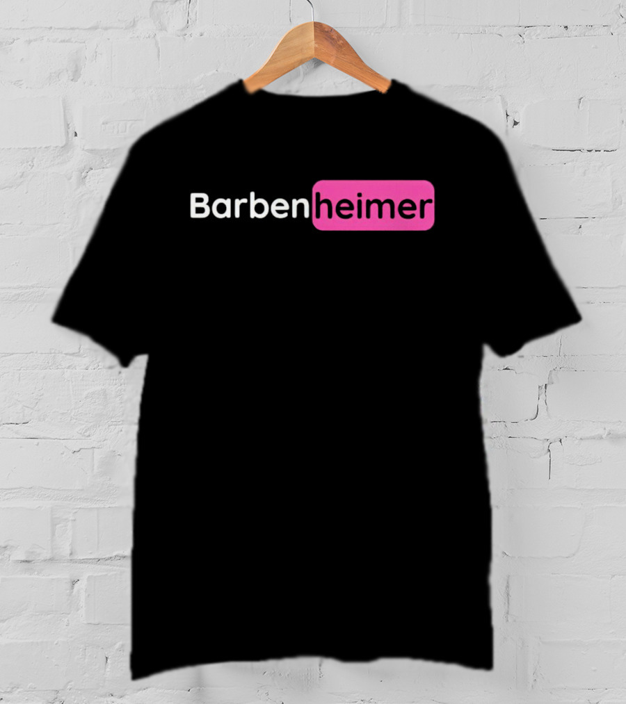 Barbenheimer Text Minimalist Black And Pink T-Shirt