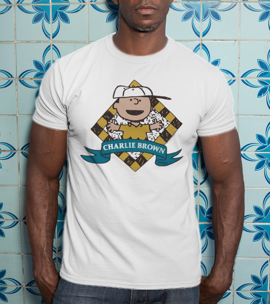 Charlie Brown Baseball Cap Checkered Diamond T-Shirt