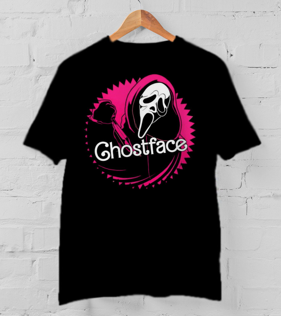 Ghostface Neon Pink Horror Icon In Vibrant T-Shirt