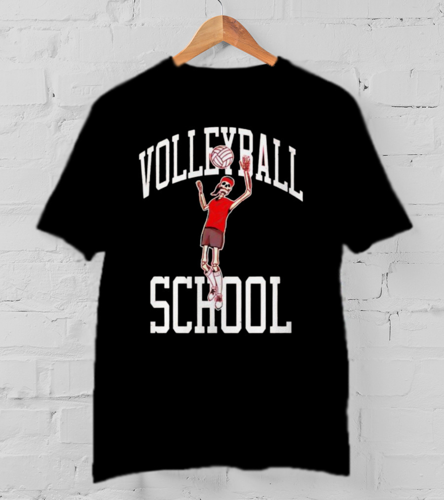 Volleyball School Skeleton Player Action Nebraska T-Shirt