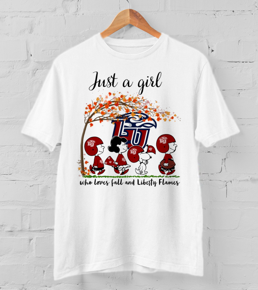 Just A Girl Who Loves Fall And Liberty Flames Peanuts Halloween T-Shirt