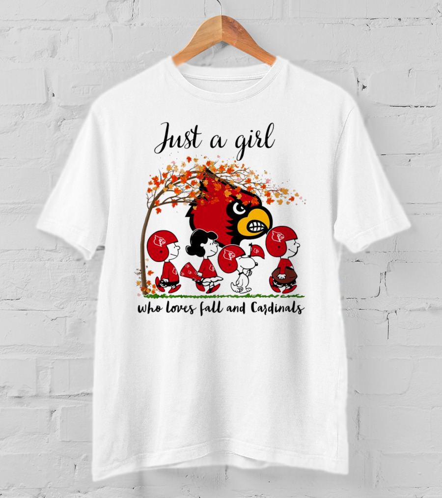 Just A Girl Who Loves Fall And Cardinals Peanuts Cartoon T-Shirt