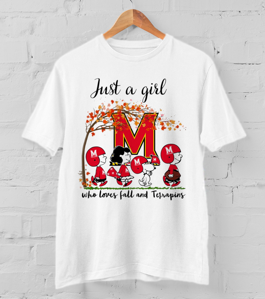 Just A Girl Who Loves Fall And Terrapins Peanuts Cartoon T-Shirt