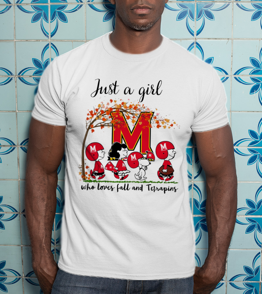 Just A Girl Who Loves Fall And Terrapins Peanuts Cartoon T-Shirt