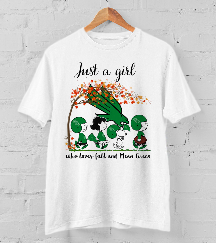 Just A Girl Who Loves Fall And Mean Green Peanuts Cartoon Football Halloween T-Shirt