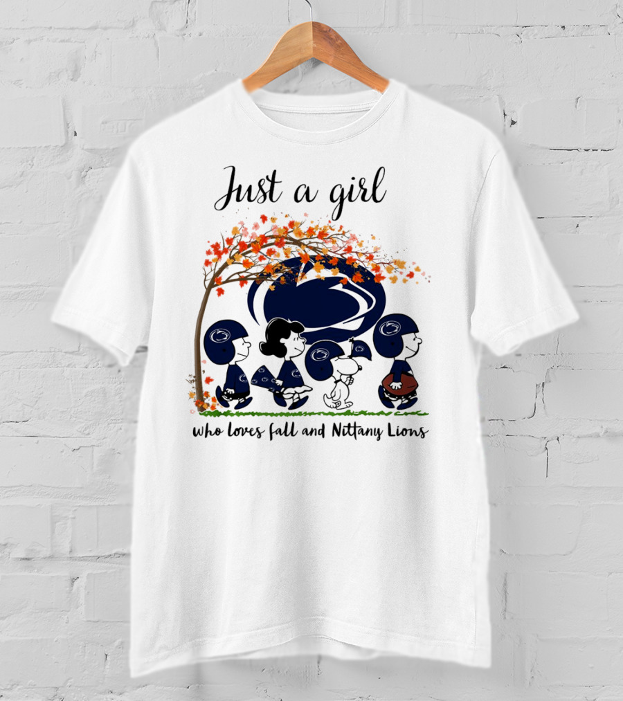 Just A Girl Who Loves Fall And Nittany Lions Peanuts Cartoon Halloween T-Shirt
