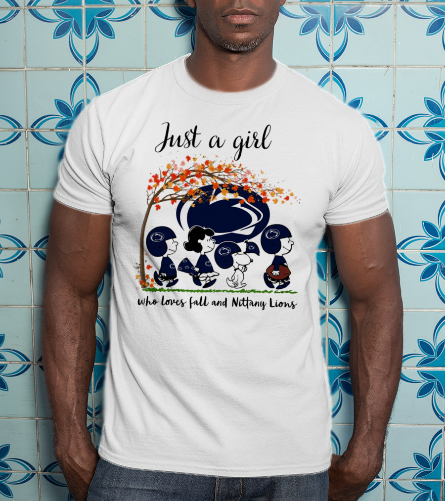 Just A Girl Who Loves Fall And Nittany Lions Peanuts Cartoon Halloween T-Shirt