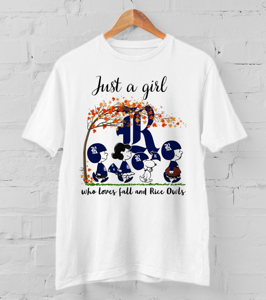 Just A Girl Who Loves Fall And Rice Owls Peanuts Cartoon Halloween T-Shirt