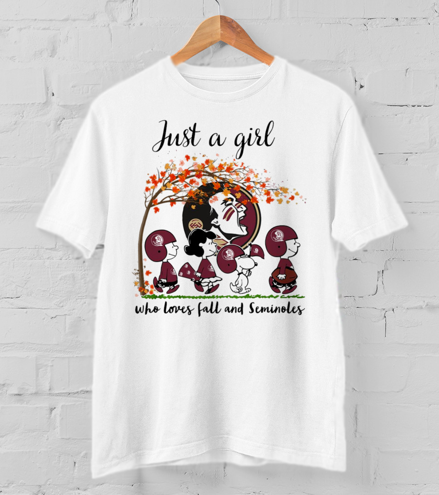 Just A Girl Who Loves Fall And Seminoles Peanuts Cartoon T-Shirt