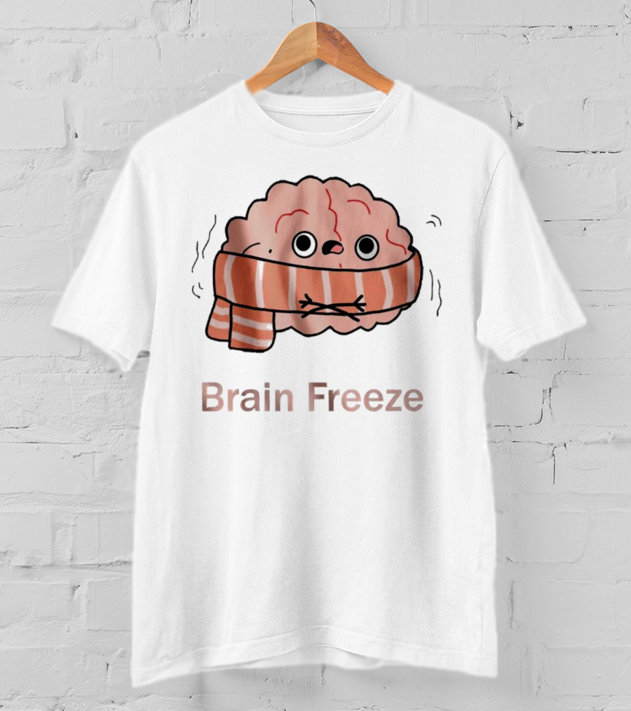 Brain Freeze Shivering Brain Wrapped In A Scarf T-Shirt