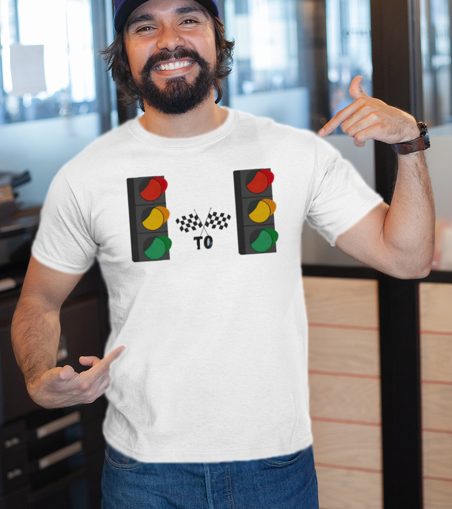 Stoplight To Stoplight Race Checkered Flags T-Shirt