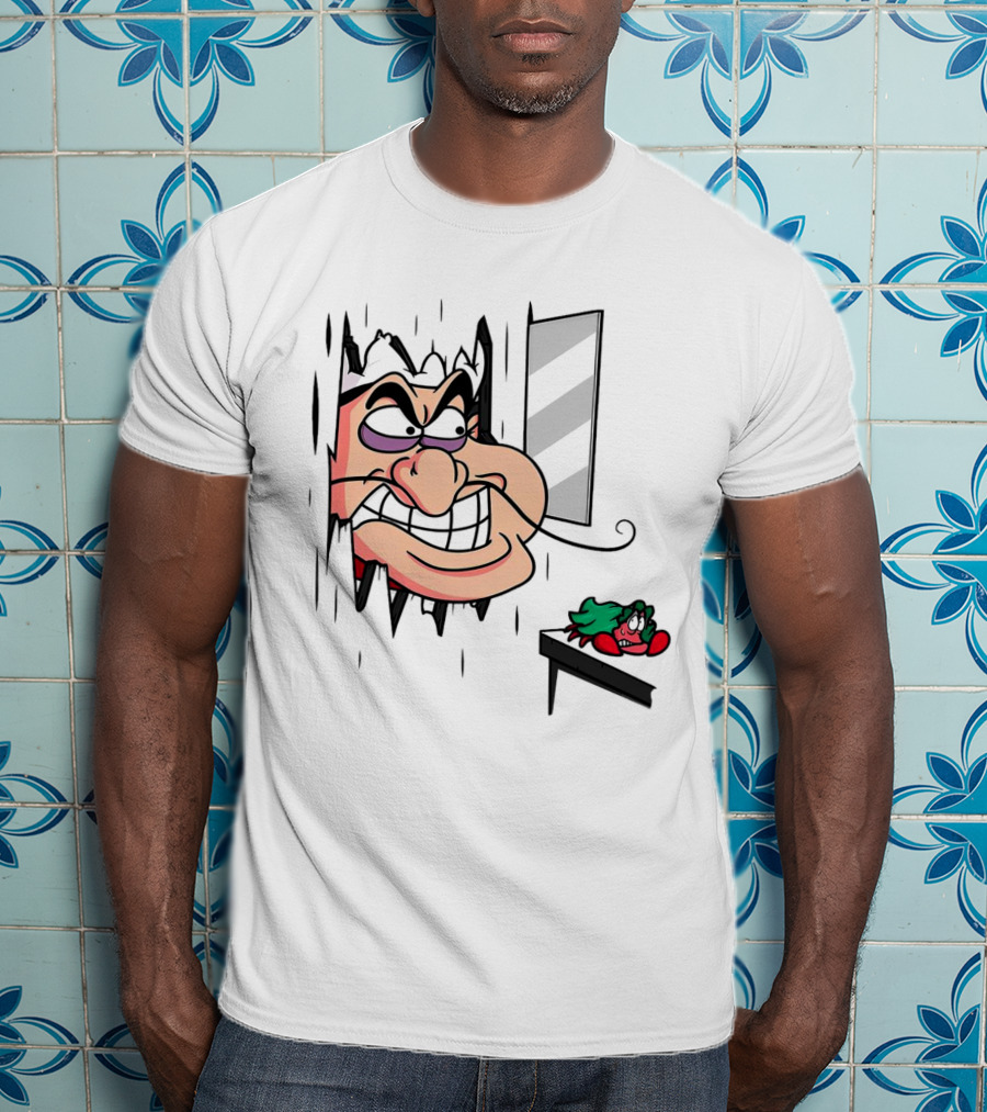 Chef Louis The Little Mermaid Cartoon Illustration With Louis Peeking Through Doorway T-Shirt