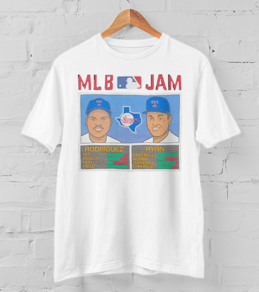 MLB Jam Texas Rangers Rodriguez And Ryan Baseball Stats T-Shirt