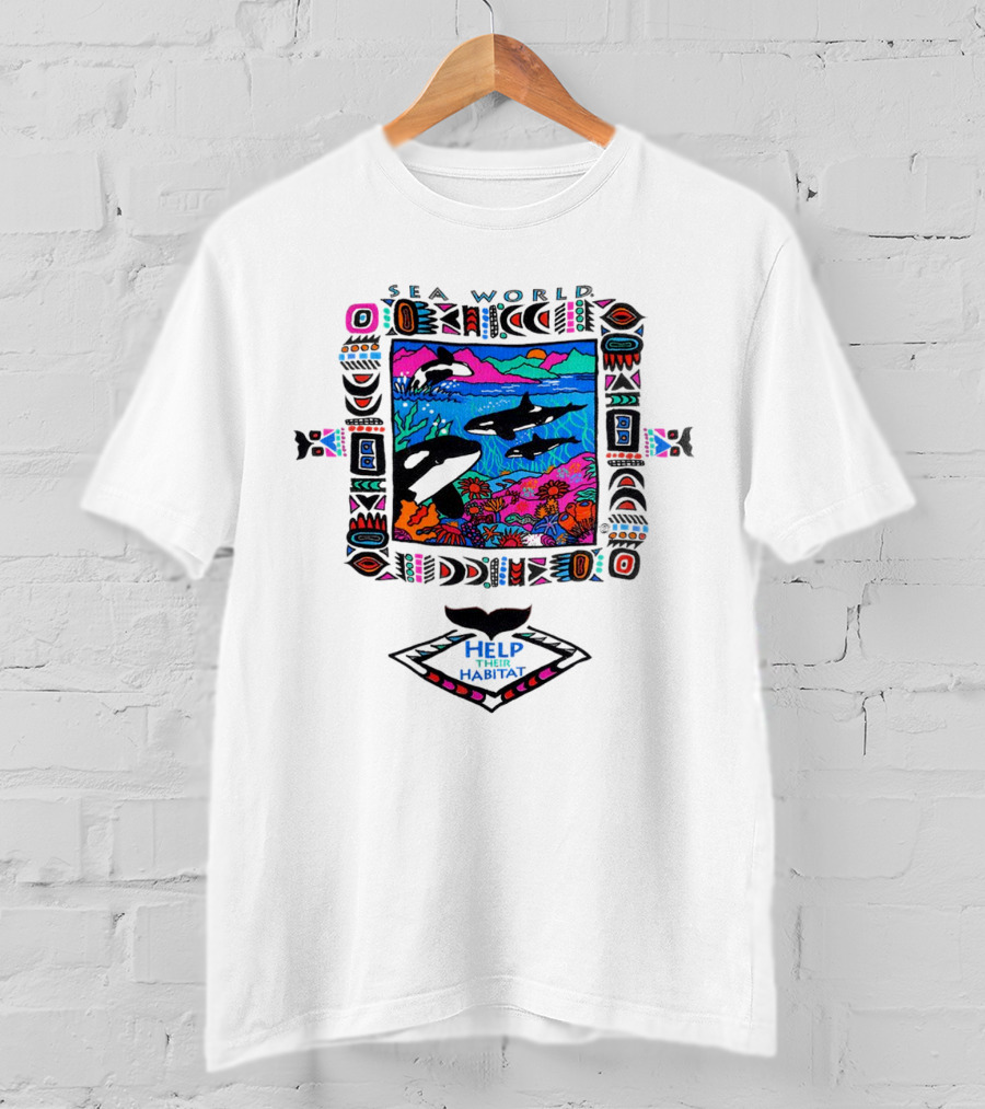 Sea World Bright Neon Orcas Help Their Habitat T-Shirt