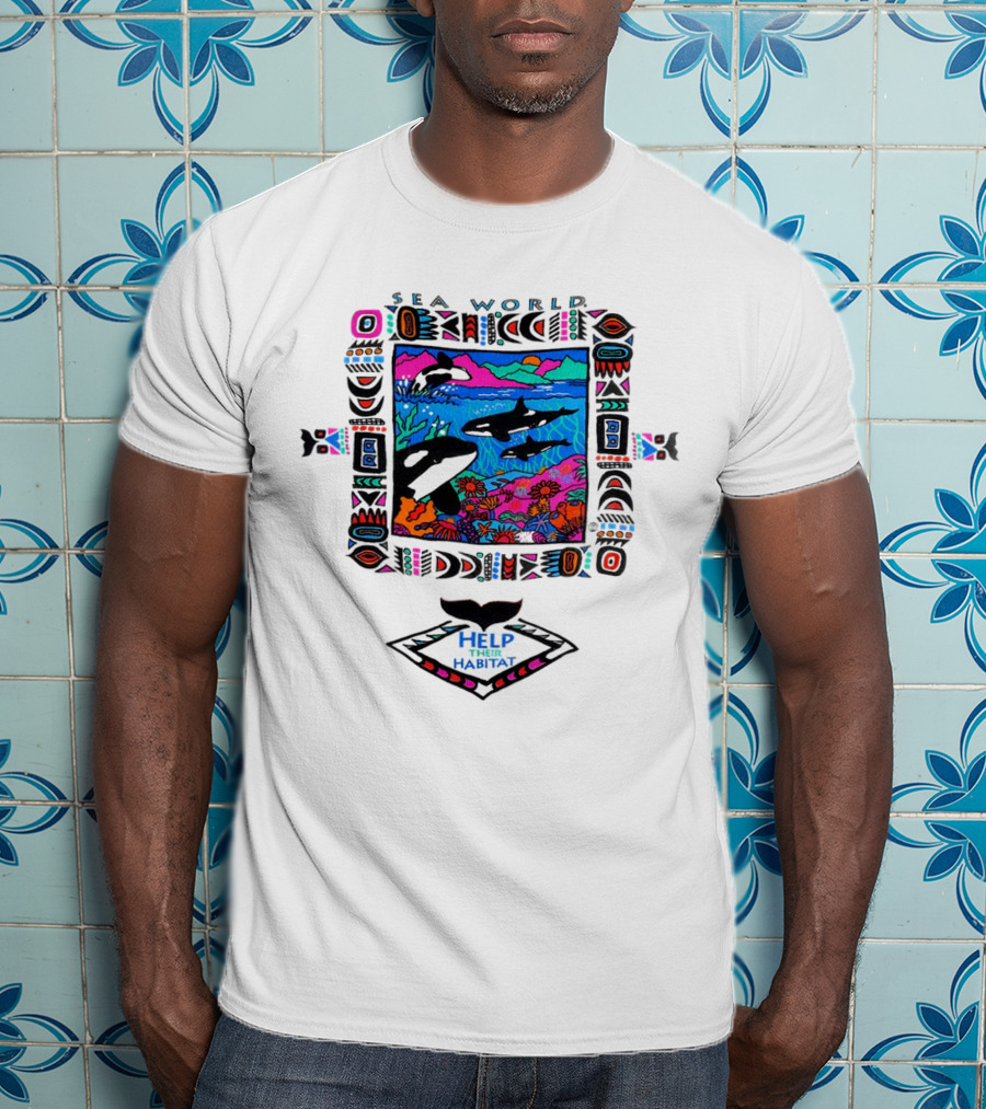 Sea World Bright Neon Orcas Help Their Habitat T-Shirt