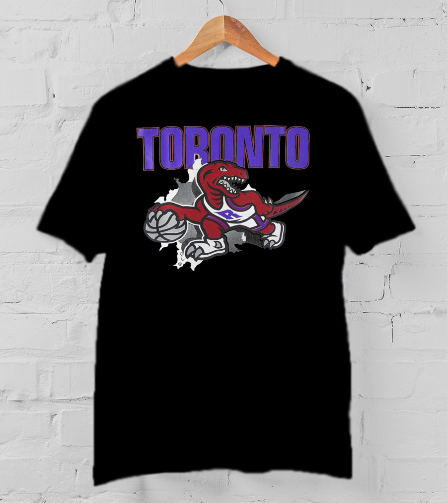 Toronto Raptors Basketball Dinosaur Logo Badge T-Shirt