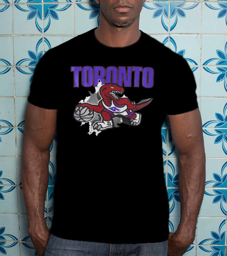 Toronto Raptors Basketball Dinosaur Logo Badge T-Shirt