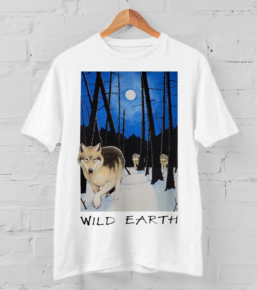 Wild Earth Wolves Under Moonlit Forest T-Shirt