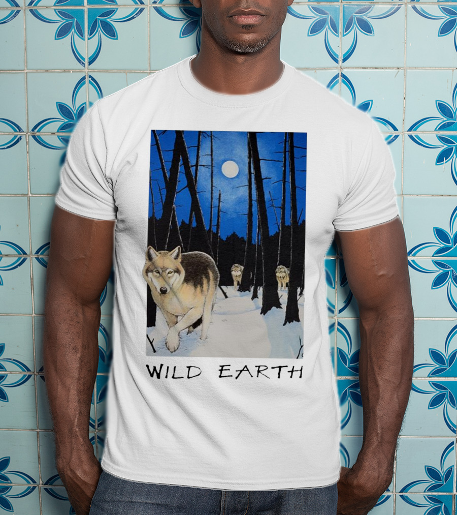 Wild Earth Wolves Under Moonlit Forest T-Shirt