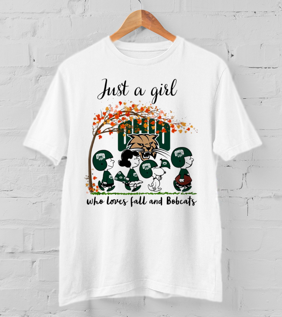 Just A Girl Who Loves Fall And Ohio Bobcats Peanuts Cartoon T-Shirt