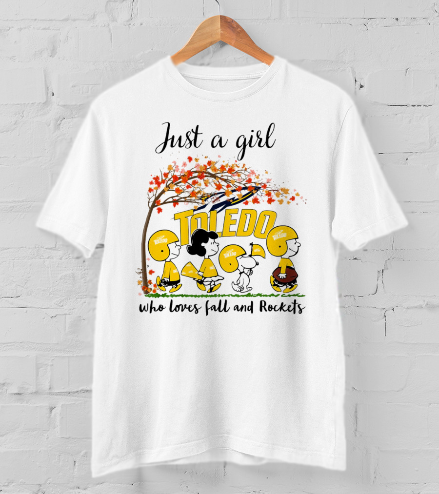 Just A Girl Who Loves Fall And Toledo Rockets Peanuts Cartoon T-Shirt