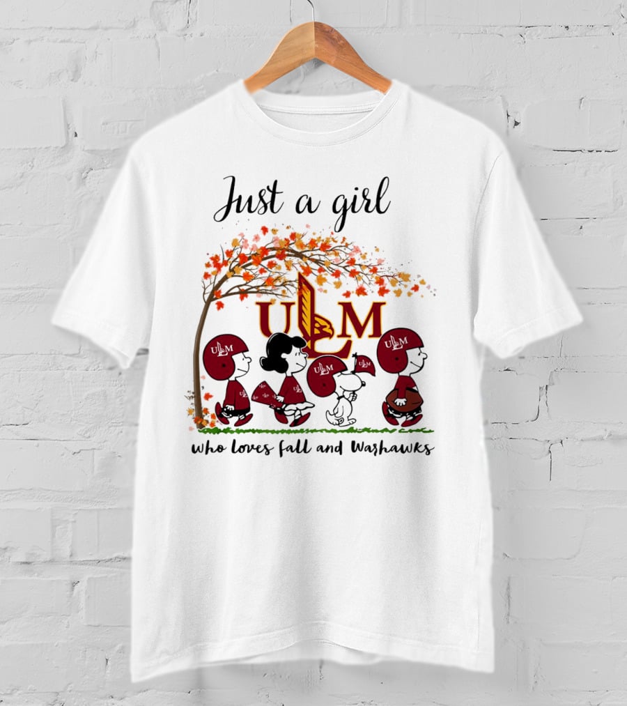Just A Girl Who Loves Fall And ULM Warhawks T-Shirt