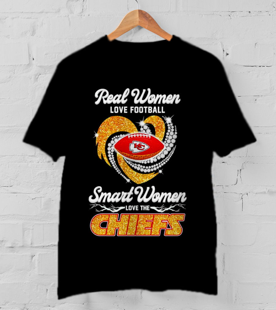 Kansas City Chiefs Real Women Love Football Smart Women Love The Chiefs Diamond Love T-Shirt