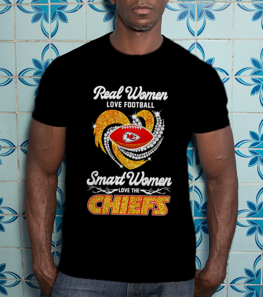 Kansas City Chiefs Real Women Love Football Smart Women Love The Chiefs Diamond Love T-Shirt