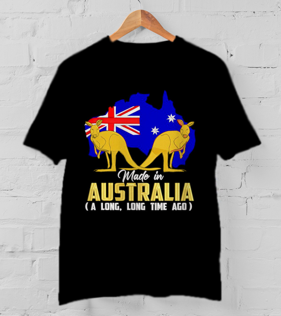 Made In Australia A Long Time Ago With Kangaroos And Australia Map Flag T-Shirt
