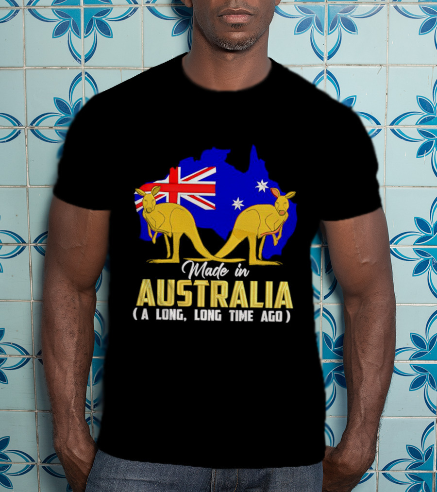 Made In Australia A Long Time Ago With Kangaroos And Australia Map Flag T-Shirt