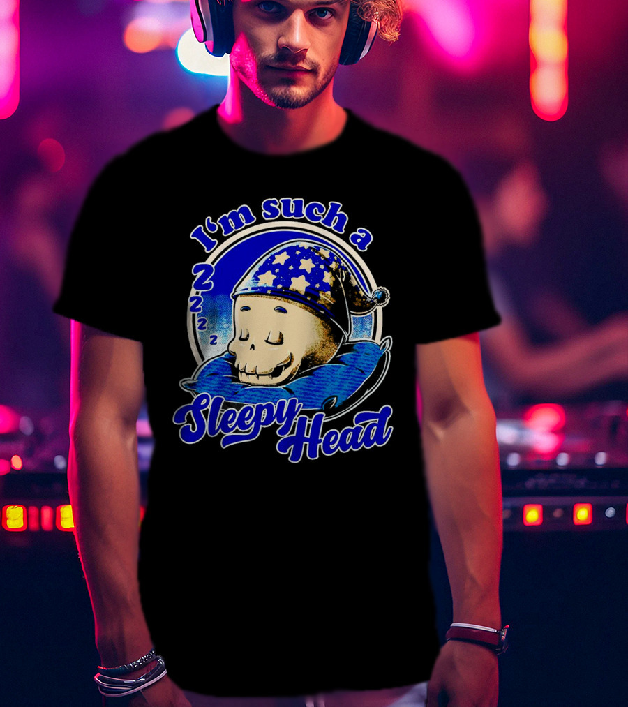 I'm Such A Sleepy Head Skull With Stars And ZZZs T-Shirt