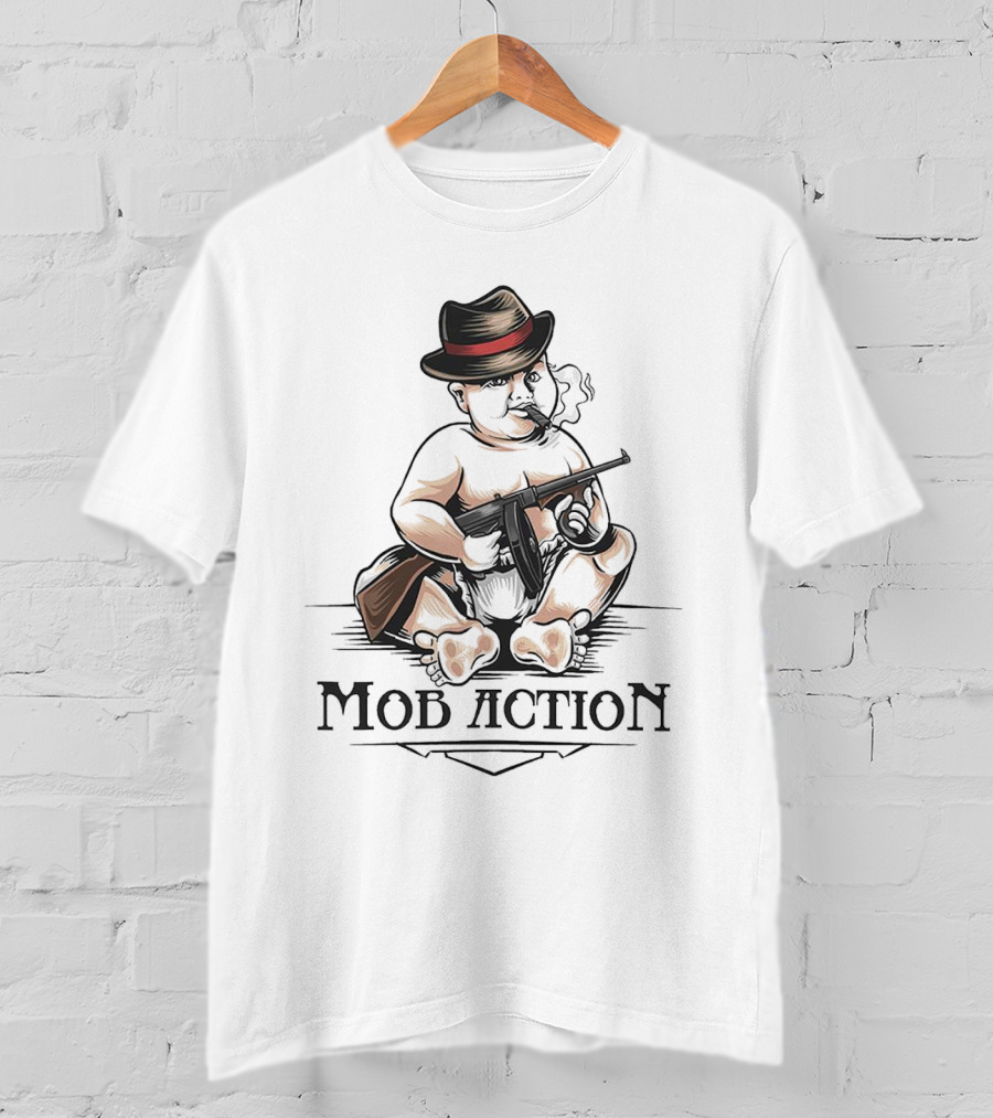 Baby Capone Mob Action Smoking Fedora Gun T-Shirt