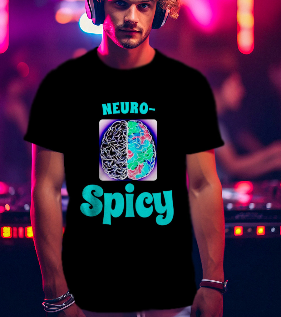 Neuro-Spicy Brains Vibrant Colorful Brain T-Shirt